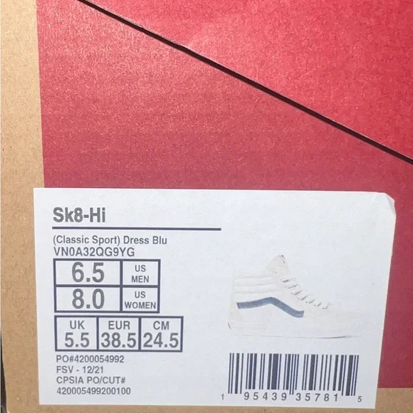Sk8-Hi Classic Sport Sneakers in White and Blue - Picture 2 of 2
